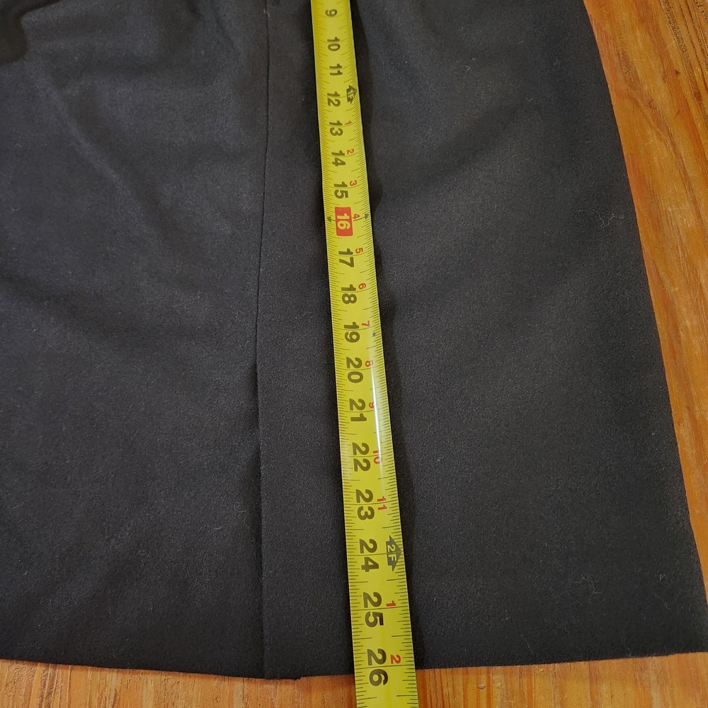 Vintage Women's Black‎ Sz 8 Sm Wool Pencil Skirt Pleated Knee Length Lined Slit - Picture 4 of 9